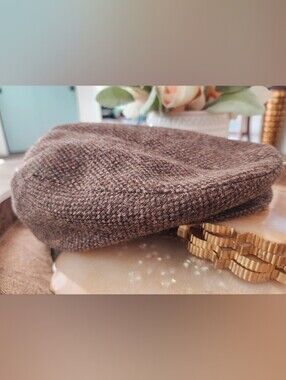 Country Gentleman Large Brown Wool Tweed  Herringbone Pattern Hat